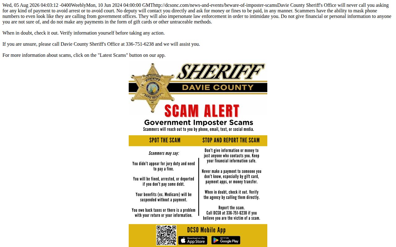 Davie County Sheriff arrest news RSS feed