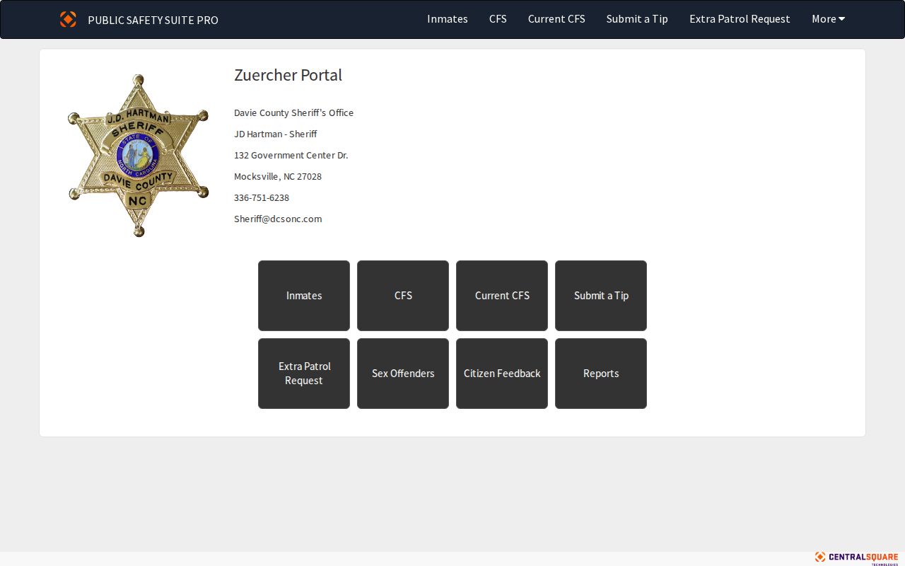 Davie County Zuercher public inmate search screen